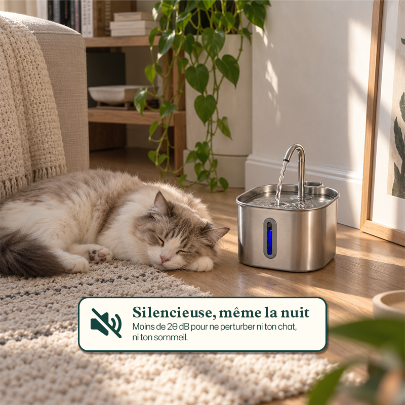 Fontaine à Eau Filtrée pour Chat 2.2L