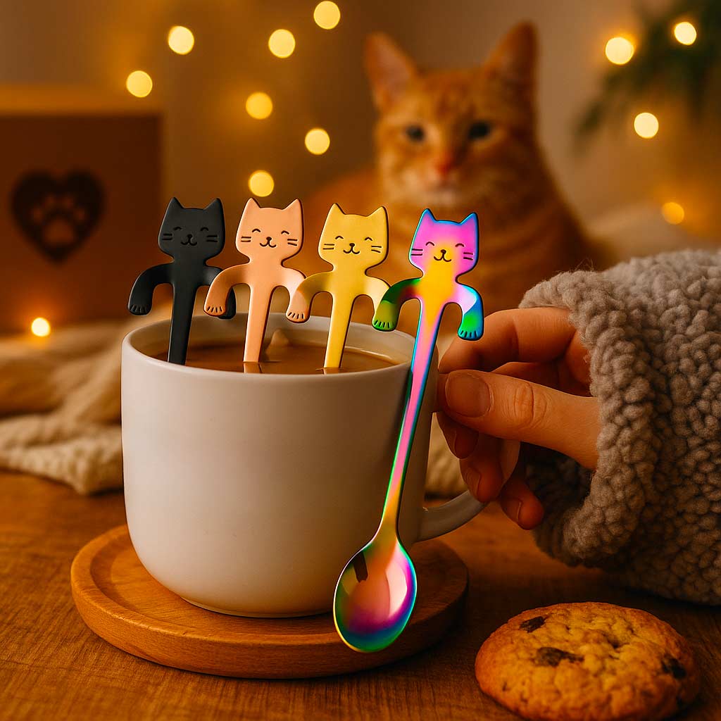 Cuillères têtes de chats